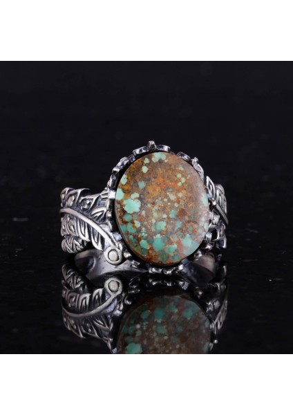 Doğal Arizona Turkuaz Taş Yüzük, 925 Ayar Gümüş Yüzük, Minimalist El Yapımı Yüzük (Stil-4) indirimleri