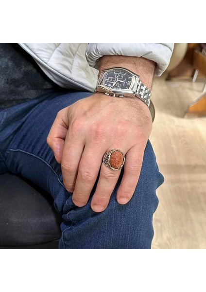 Kahverengi Güneş Taşı Yüzük, Denizci Çapa Gümüş Yüzük, 925 Ayar Gümüş Yapay Taş Yüzükler - Çeşitli & Farklı Koleksiyon modelleri