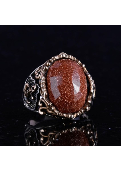 Kahverengi Güneş Taşı Yüzük, Denizci Çapa Gümüş Yüzük, 925 Ayar Gümüş Yapay Taş Yüzükler - Çeşitli & Farklı Koleksiyon fırsatları