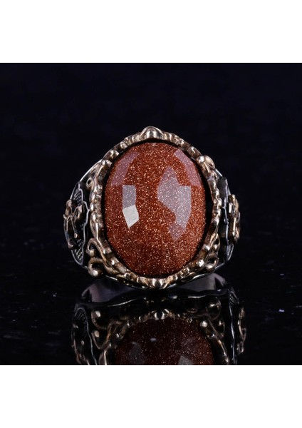 Kahverengi Güneş Taşı Yüzük, Denizci Çapa Gümüş Yüzük, 925 Ayar Gümüş Yapay Taş Yüzükler - Çeşitli & Farklı Koleksiyon indirimleri