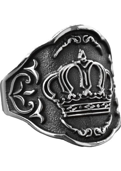 Erkek Ayarlanabilir 925 Ayar Gümüş Taç Yüzük - Kraliyet Yüzüğü
