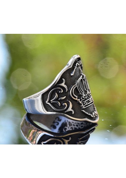 Erkek Ayarlanabilir 925 Ayar Gümüş Taç Yüzük - Kraliyet Yüzüğü fırsatları