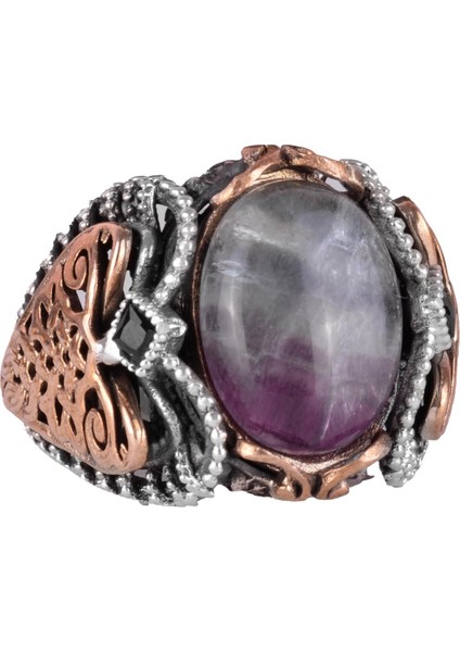 Doğal Florit Taşlı Yüzük, 925 Ayar Gümüş Yüzük Erkekler Için