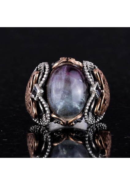 Doğal Florit Taşlı Yüzük, 925 Ayar Gümüş Yüzük Erkekler Için fiyatları