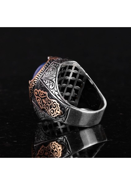 Mor Kedi Gözlü Yapay Taş Yüzük - 925K Katı Gümüş Erkek Yüzüğü, El Yapımı Zarafet indirimleri