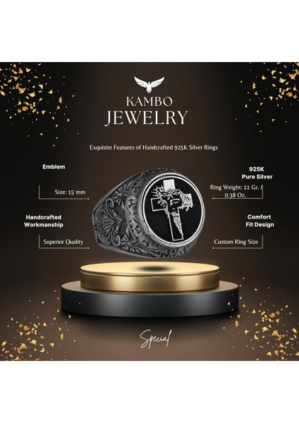 Haç Yüzük - Erkek 925 Ayar Gümüş Hristiyan Yüzüğü - Isa Yüzüğü fiyatları