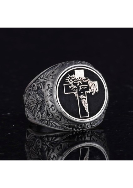 Haç Yüzük - Erkek 925 Ayar Gümüş Hristiyan Yüzüğü - Isa Yüzüğü indirimleri