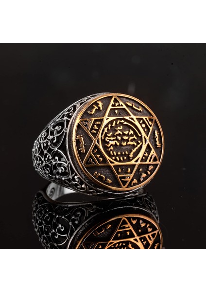 Süleyman Mührü Yüzüğü, Vintage Yüzük, 925 Ayar Gümüş Yüzük Erkekler Için fırsatları