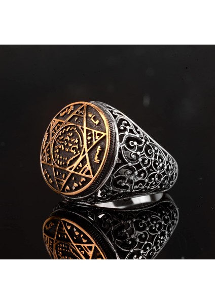 Süleyman Mührü Yüzüğü, Vintage Yüzük, 925 Ayar Gümüş Yüzük Erkekler Için indirimleri