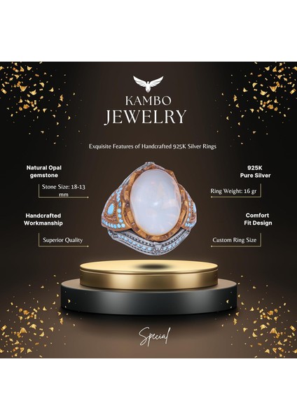 925 Ayar Gümüş Yüzük ile Oval Opal Taşı - Dikkat Çekici Takı Parçası fiyatları