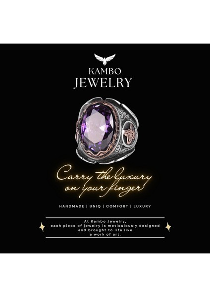 Ametist Yapay Taşlı Yüzük, 925 Ayar Gümüş Yüzük, Osmanlı Tugra Gümüş Yüzük modelleri