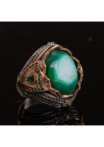 Doğal Taş El Yapımı Yüzük - 925 Ayar Gümüş Şık Yüzük (Drusy Kuvars) modelleri