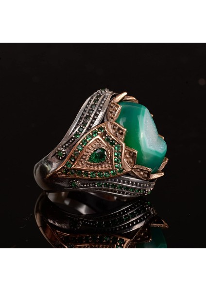 Doğal Taş El Yapımı Yüzük - 925 Ayar Gümüş Şık Yüzük (Drusy Kuvars) fırsatları