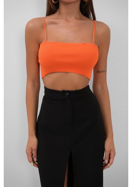Ince Askılı Crop Top