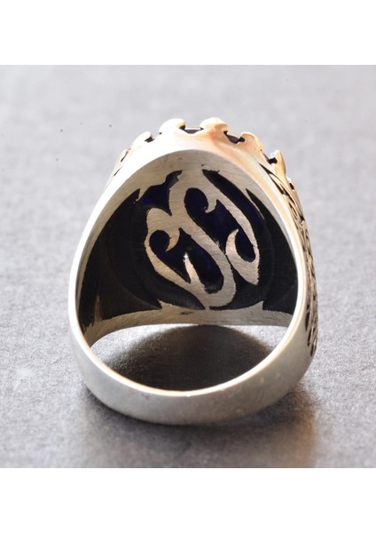 Doğal Cabochon Safir Taşlı, Erkekler Için 925 Ayar Gümüş Yüzük indirimleri