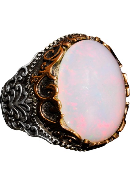 Avustralya Opali Doğal Taş Yüzük - 10.00 Karat - Erkek Yüzüğü - 925 Ayar Gümüş Yüzük