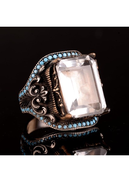 Doğal Kristal Taş Yüzük, 925 Ayar Gümüş Erkek Yüzük fiyatları