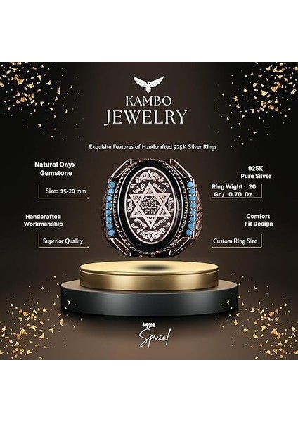 Davud Yıldız Yüzüğü, Süleyman Mührü Yüzüğü, 925K Katı Gümüş Yüzük (Özelleştirilebilir) fiyatları