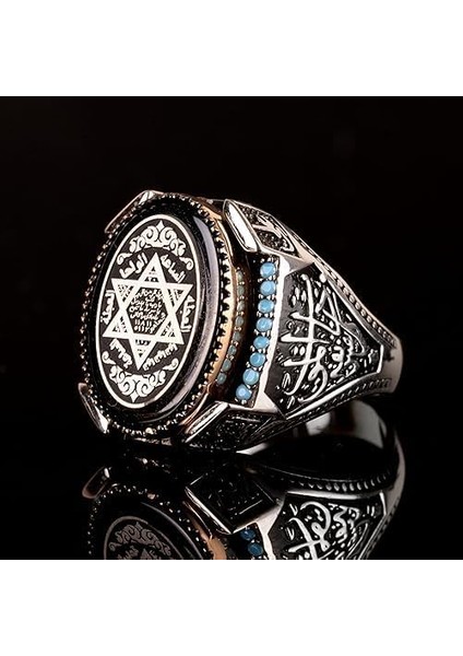 Davud Yıldız Yüzüğü, Süleyman Mührü Yüzüğü, 925K Katı Gümüş Yüzük (Özelleştirilebilir) indirimleri