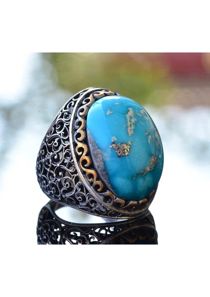 Doğal Arizona Turkuaz Taş Yüzük, 925 Ayar Gümüş Erkek Yüzüğü modelleri