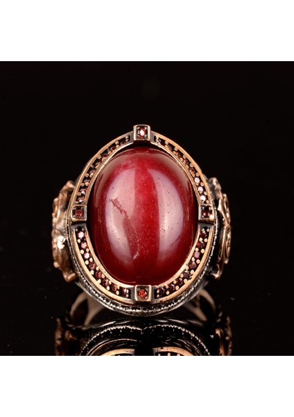 Erkekler Için Gümüş Yüzük, Doğal Cabochon Yakut Taşlı Yüzük, Yakut Yüzük, El Yapımı Yüzük fiyatları