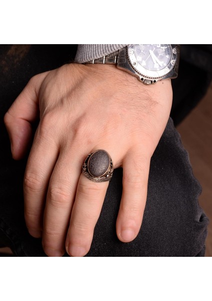 Hematit Taş Yüzük, Kılıç Yüzüğü, Islami Gümüş Erkek Yüzüğü, 925 Ayar Gümüş Yüzük modelleri
