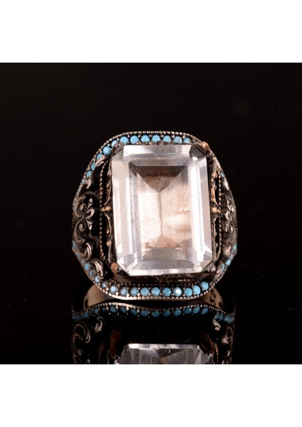 Doğal Kristal Taş Yüzük, 925 Ayar Gümüş Erkek Yüzük indirimleri