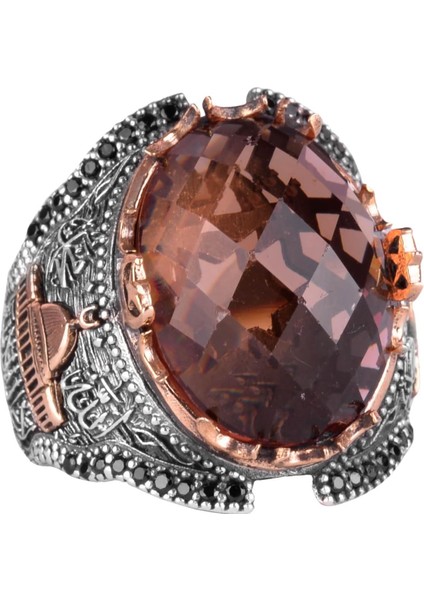 925 Ayar Gümüş Islami Erkek Yüzük, Sultanit Taşlı Yüzük