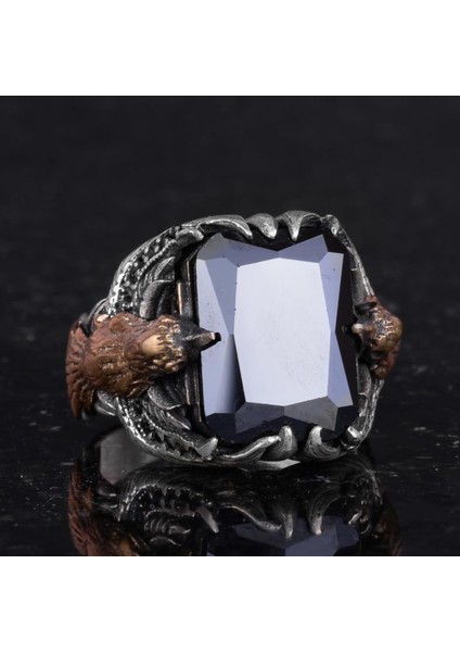 Erkekler Için Kartal Sembolü Taş Yüzük, El Yapımı 925 Ayar Gümüş Yüzük - Koruma Sembolü (Oluşturulmuş Oniks) indirimleri