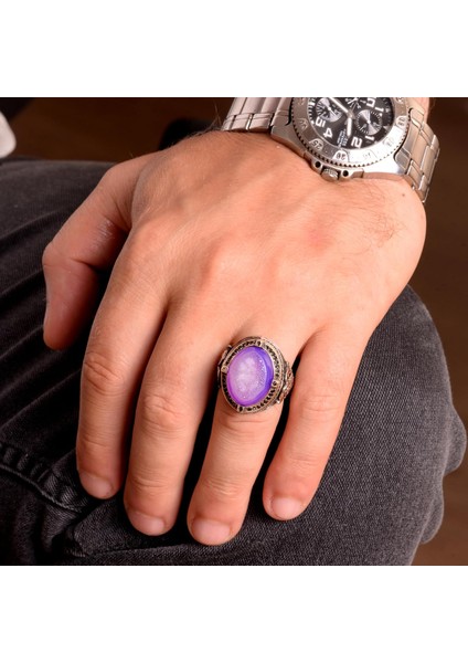 Doğal Drusy Kristal Kuvars Taş Yüzük, 925 Ayar Gümüş Yüzük Erkekler Için, El Yapımı Yüzük modelleri