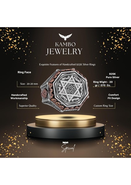 Sekizgen Tasarım - Yüzük - El Yapımı 925 Ayar Gümüş Takı (Davud Yıldızı) fiyatları