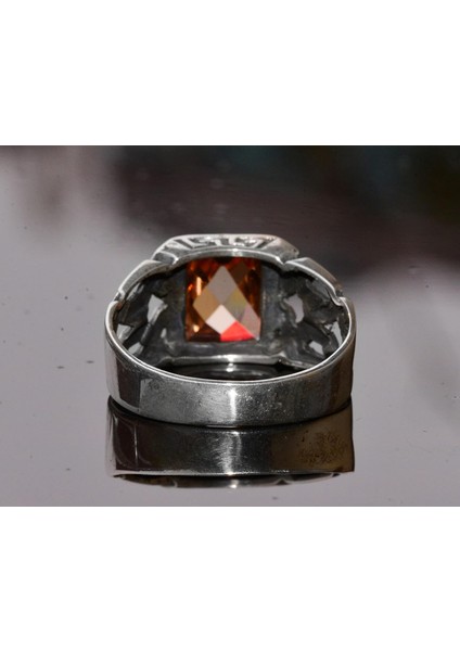 El Yapımı 925 Ayar Gümüş Erkek Yüzük, Sitrin Taşı, Yunan Aztek Minimalist Tasarım, Farklı Erkek Aksesuarı indirimleri