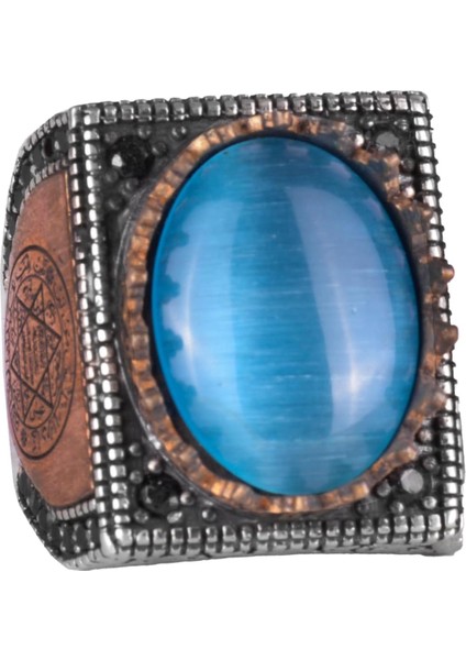 925 Ayar Gümüş Yüzük, Davud Yıldızı Yüzüğü, Yapay Taşlı Gümüş Erkek Yüzüğü