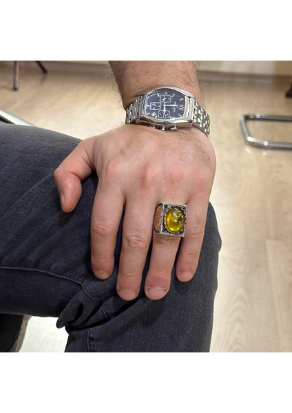 925 Ayar Gümüş Yüzük, Davud Yıldızı Yüzüğü, Yapay Taşlı Gümüş Erkek Yüzüğü fırsatları