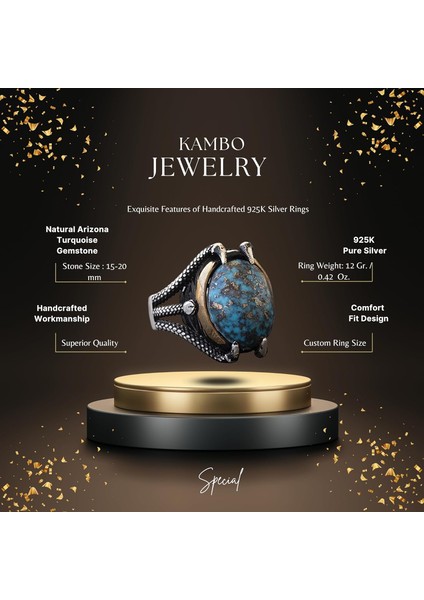 Doğal Arizona Turkuaz Taşlı Pençe Yüzüğü - Gümüş Erkek Yüzüğü fiyatları