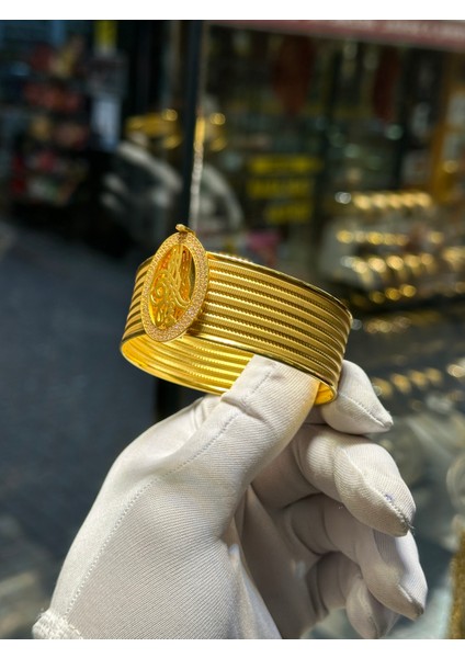 14 Ayar Altın Tuğralı Kelepçe Bilezik