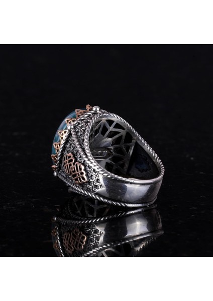 925 Ayar Saf Gümüş Yüzük, Erkekler Için Doğal Taş Yüzük (Yeşil Kan Taşı) indirimleri