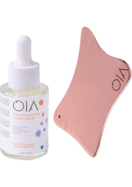 2'li Doğal Botoks Seti | Hyaluronik Ozon Serum & Kare Bakır Gua Sha | Tüm Cilt Tipleri Için