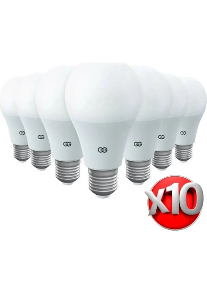 10'lu LED Ampul 12W Gün Işığı E27 (4000K 220-240V)