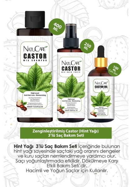 Natucare Zenginleştirilmiş Castor (Hint Yağı) 3'lü Saç Bakım Seti fiyatları