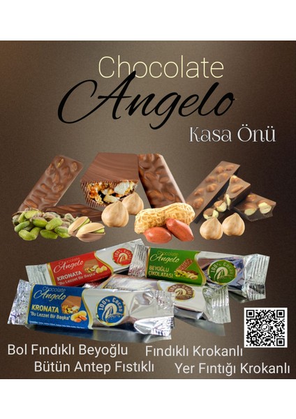 Angelo Chocolate Bütün Antep Fıstıklı 24 Ad. 30 gr Sütlü Bar Çikolata