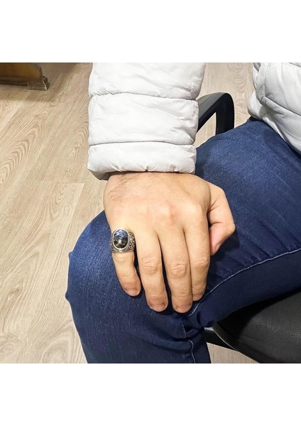 Doğal Pietersite Taş Yüzük - 925 Ayar Sert Gümüş Yüzük Erkekler Için modelleri