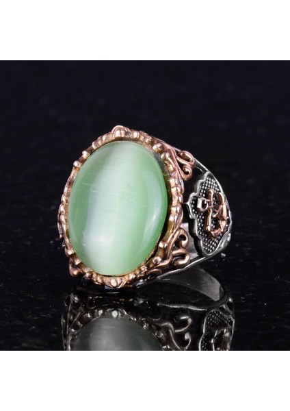 Açık Yeşil Kedi Gözlü Taş Yüzük, Denizci Çapa Gümüş Yüzük, 925K Ayar Gümüş Taş Yüzükler - Çeşitli & Farklı Koleksiyon modelleri