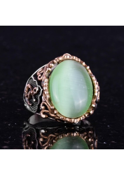 Açık Yeşil Kedi Gözlü Taş Yüzük, Denizci Çapa Gümüş Yüzük, 925K Ayar Gümüş Taş Yüzükler - Çeşitli & Farklı Koleksiyon indirimleri