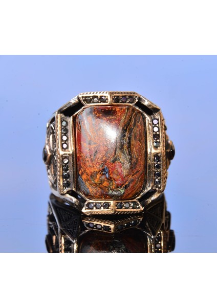 El Yapımı Pietersite Doğal Taş Yüzük, Sterlin Gümüş Erkek Yüzüğü - Açıklık ve Dönüşüm Sembolü modelleri