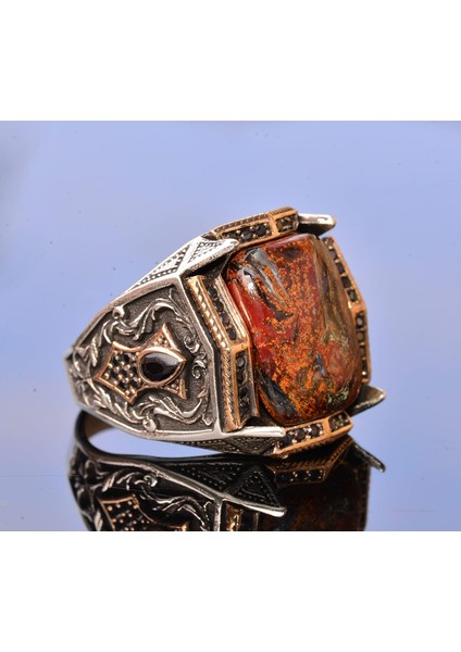 El Yapımı Pietersite Doğal Taş Yüzük, Sterlin Gümüş Erkek Yüzüğü - Açıklık ve Dönüşüm Sembolü fırsatları