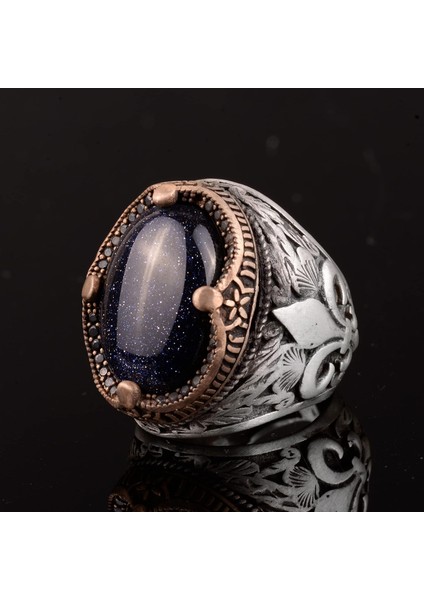 Mavi Yıldız Yüzük, Mavi Yapay Yüzük, 925 Ayar Gümüş, Ay Yıldız Erkek Yüzükleri, Gökyüzü Mavi Yüzük, Babalar Günü Hediyesi fiyatları