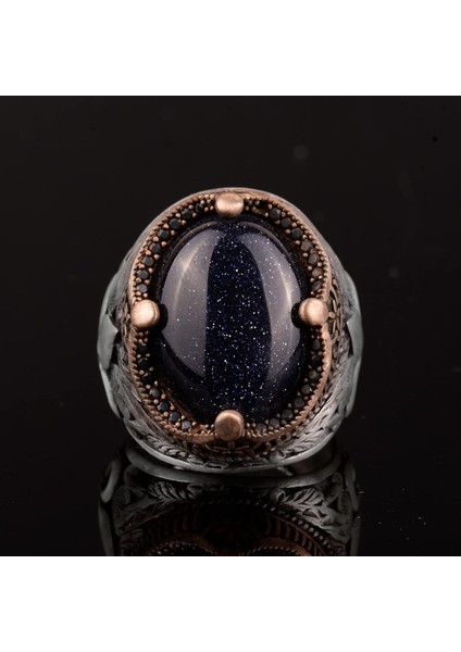 Mavi Yıldız Yüzük, Mavi Yapay Yüzük, 925 Ayar Gümüş, Ay Yıldız Erkek Yüzükleri, Gökyüzü Mavi Yüzük, Babalar Günü Hediyesi modelleri