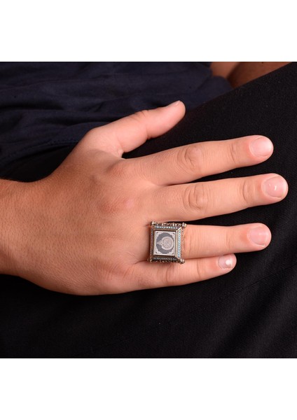 Ayatul Kursi Gümüş Erkek Yüzük, Islami Yüzük, Erkekler Için Dini Hediye modelleri