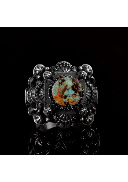 925 Ayar Gümüş Erkekler Için 3D Camii Yüzük, Doğal Arizona Turkuaz Taşı ile - Cesur ve Spiritüel Tasarım, Günlük Kullanım ve Özel Günler Için Ideal fiyatları